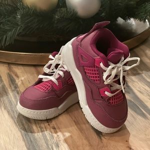 Plum/Fuchsia- & Pink-Colored Toddler-Sized Air Jordan Sneakers